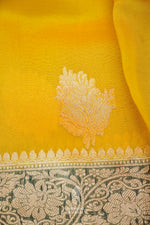 Handwoven Yellow Banarasi Organza Silk Saree