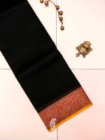 Handwoven Black Banarasi Kora Silk Saree
