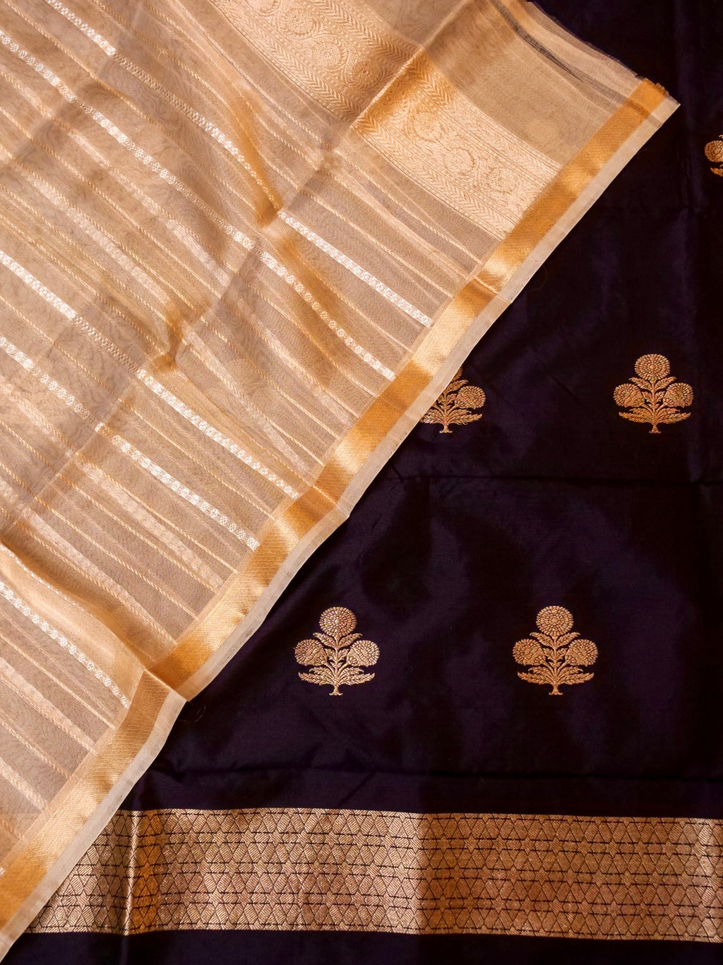 Handwoven Dark Purple Banarasi Katan Silk Suit