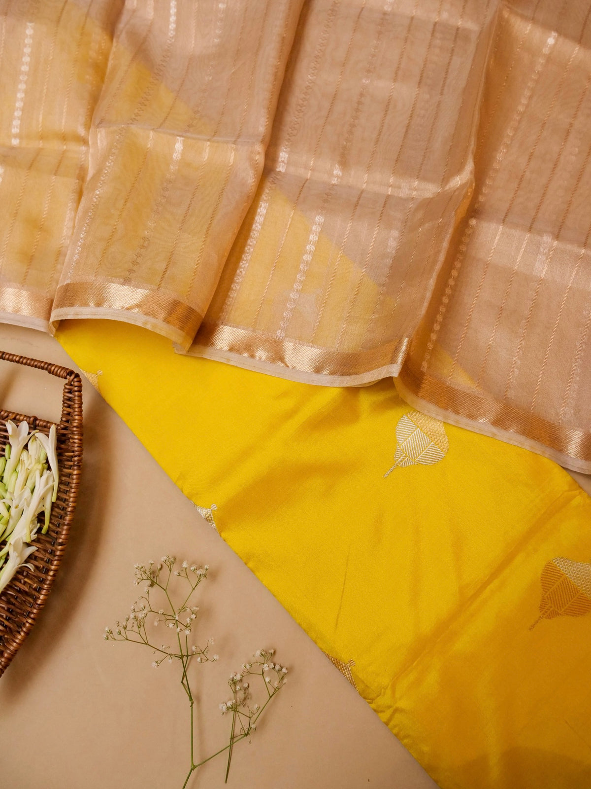 Handwoven Yellow Banarasi Katan Silk Suit