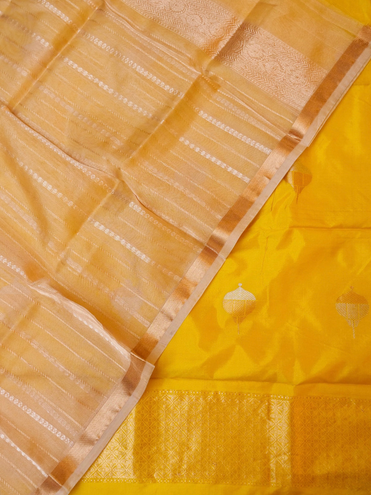 Handwoven Yellow Banarasi Katan Silk Suit