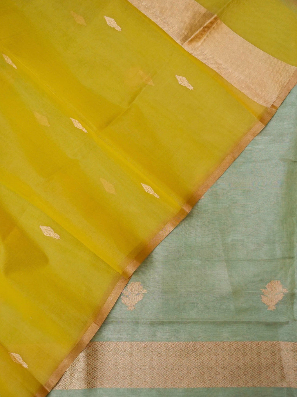 Handwoven Pastel Green Banarasi Katan Silk Suit