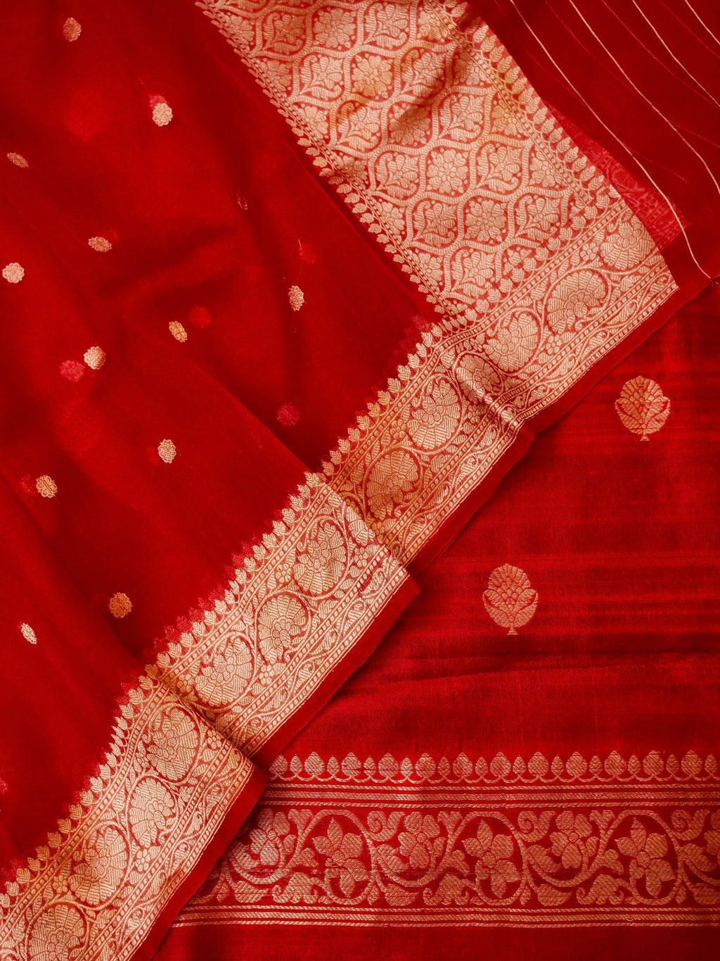 Handwoven Red Banarasi Katan Silk Suit