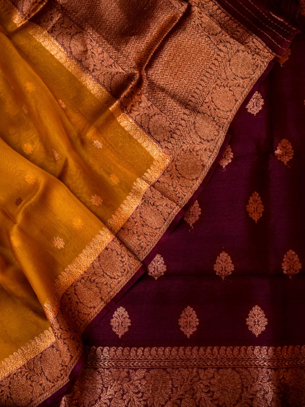 Handwoven Wine Banarasi Tussar Silk Suit