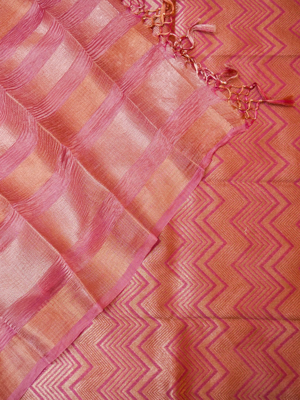 Handwoven Pink Banarasi Moonga Silk Suit