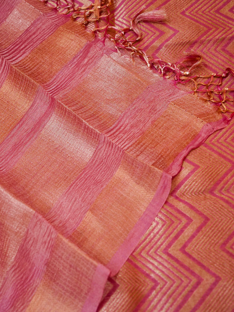 Handwoven Pink Banarasi Moonga Silk Suit