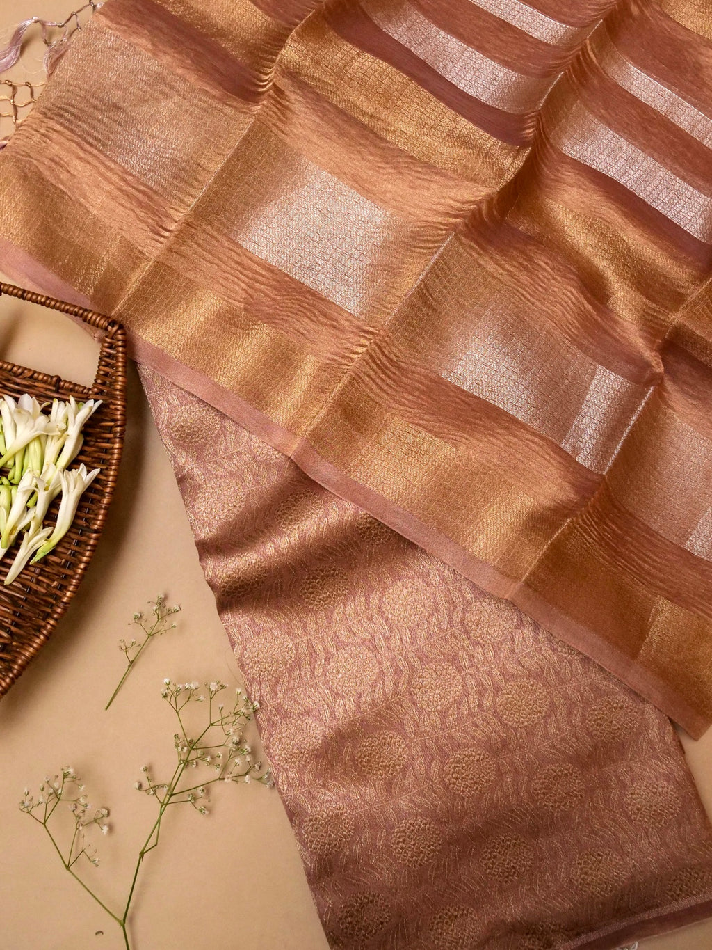 Handwoven Brown Banarasi Moonga Silk Suit