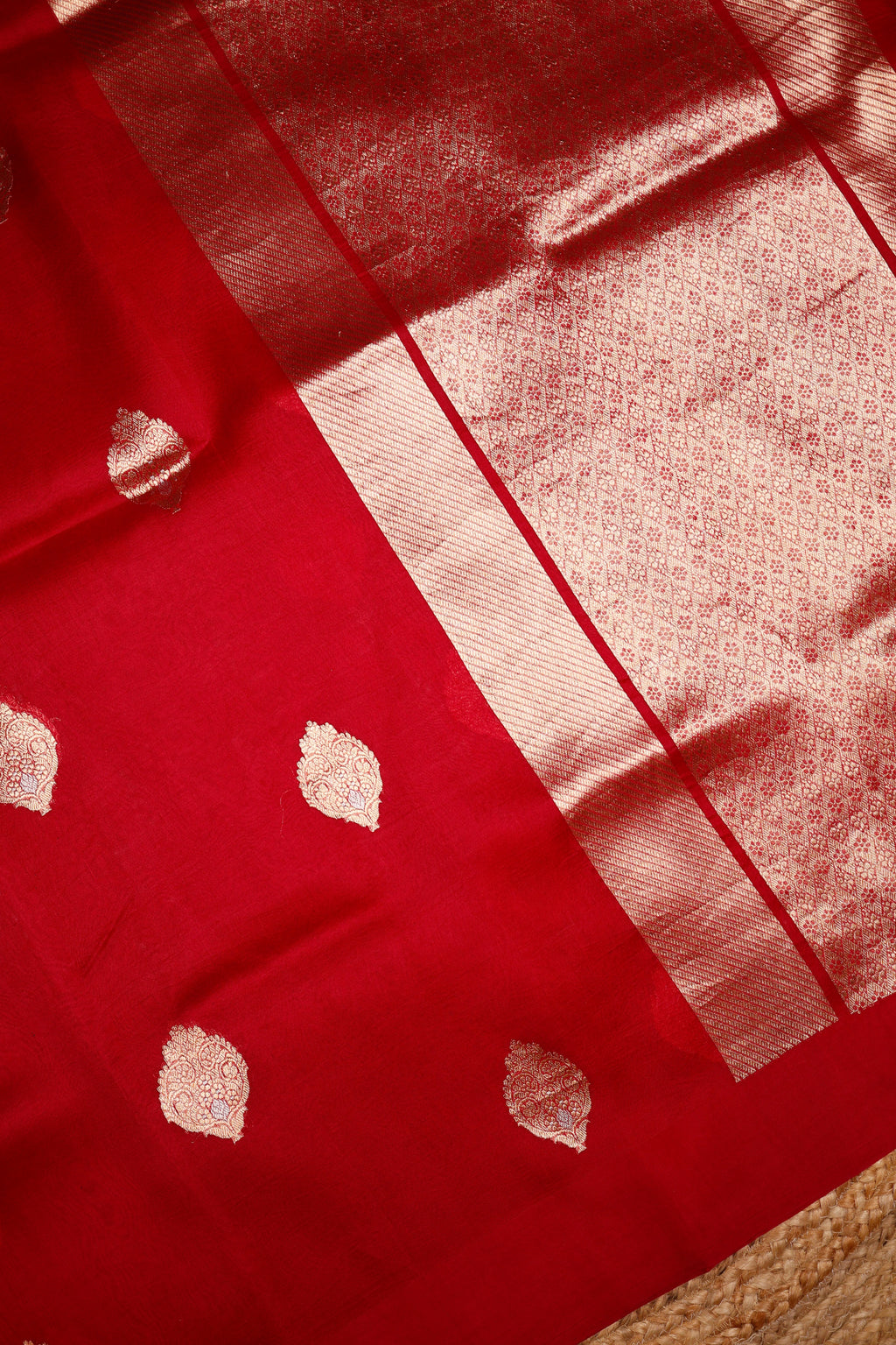 Handwoven Red Banarasi Organza Silk Saree