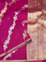 Handwoven Rani Pink Banarasi Organza Saree