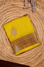 Handwoven Mustard Yellow Banarasi Organza Saree