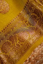 Handwoven Mustard Yellow Banarasi Organza Saree