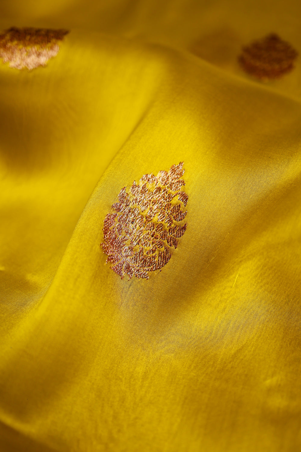 Handwoven Mustard Yellow Banarasi Organza Saree