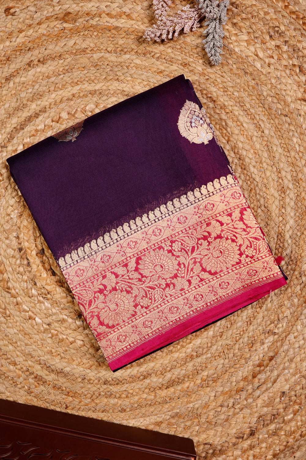 Handwoven Purple Banarasi Organza Silk Saree
