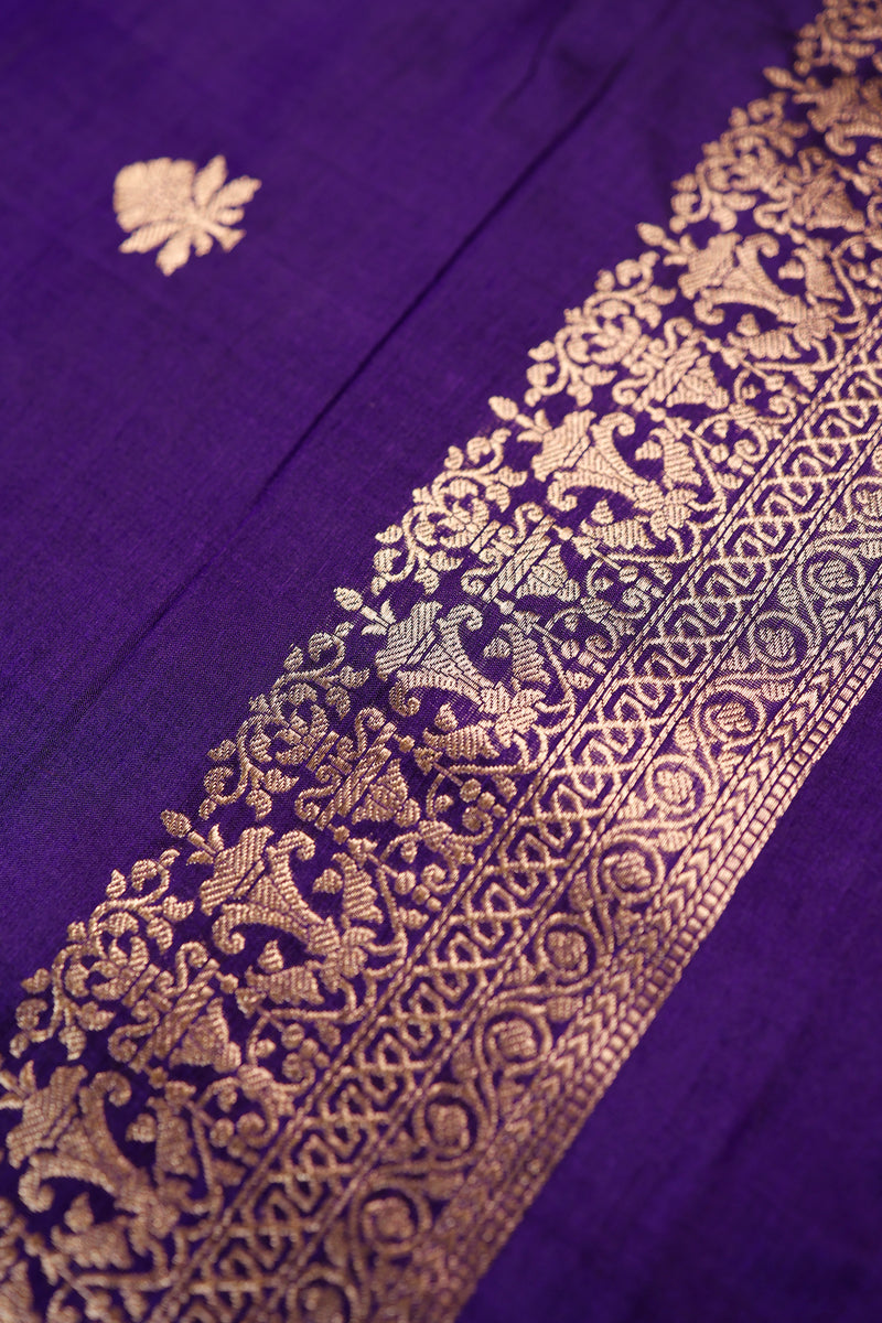 Handwoven Purple Banarasi Katan Silk Suit