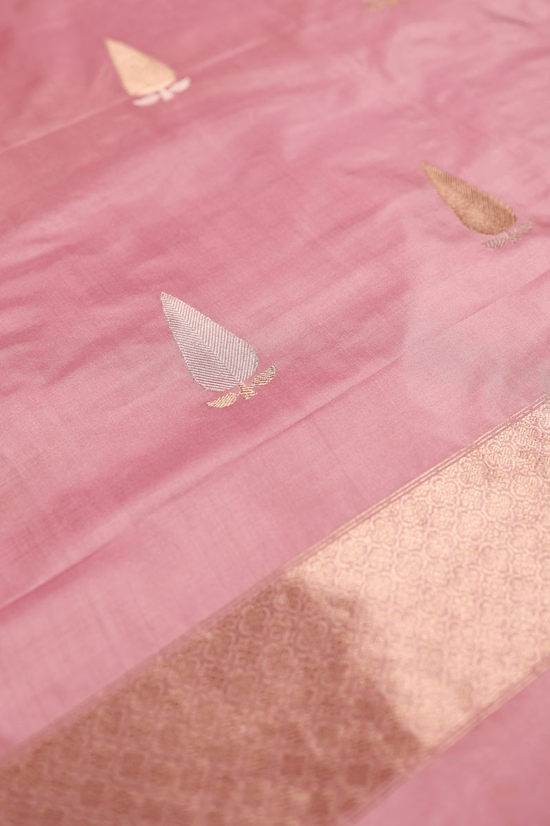 Handwoven Pink Banarasi Katan Silk Suit