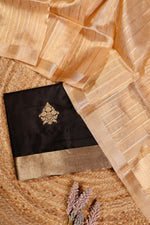 Handwoven Black Banarasi Katan Silk Suit