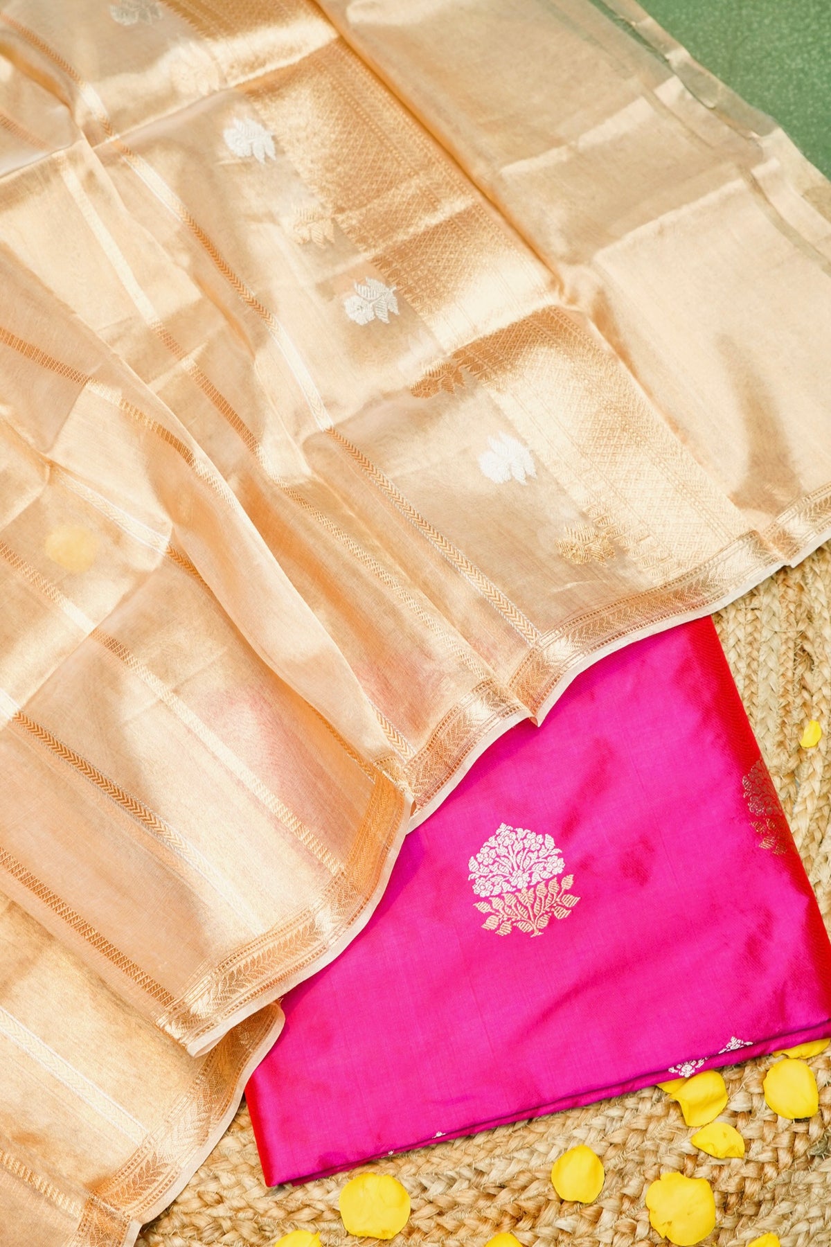 Designer Rani Pink Katan Silk Suit
