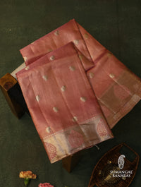 Handwoven Peach Banarasi Tissue Silk Saree