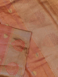 Handwoven Peach Banarasi Tissue Silk Saree