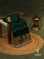 Handwoven Bottle Green Banarasi Organza Silk Saree