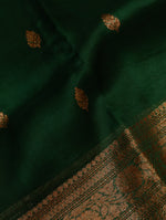 Handwoven Bottle Green Banarasi Organza Silk Saree