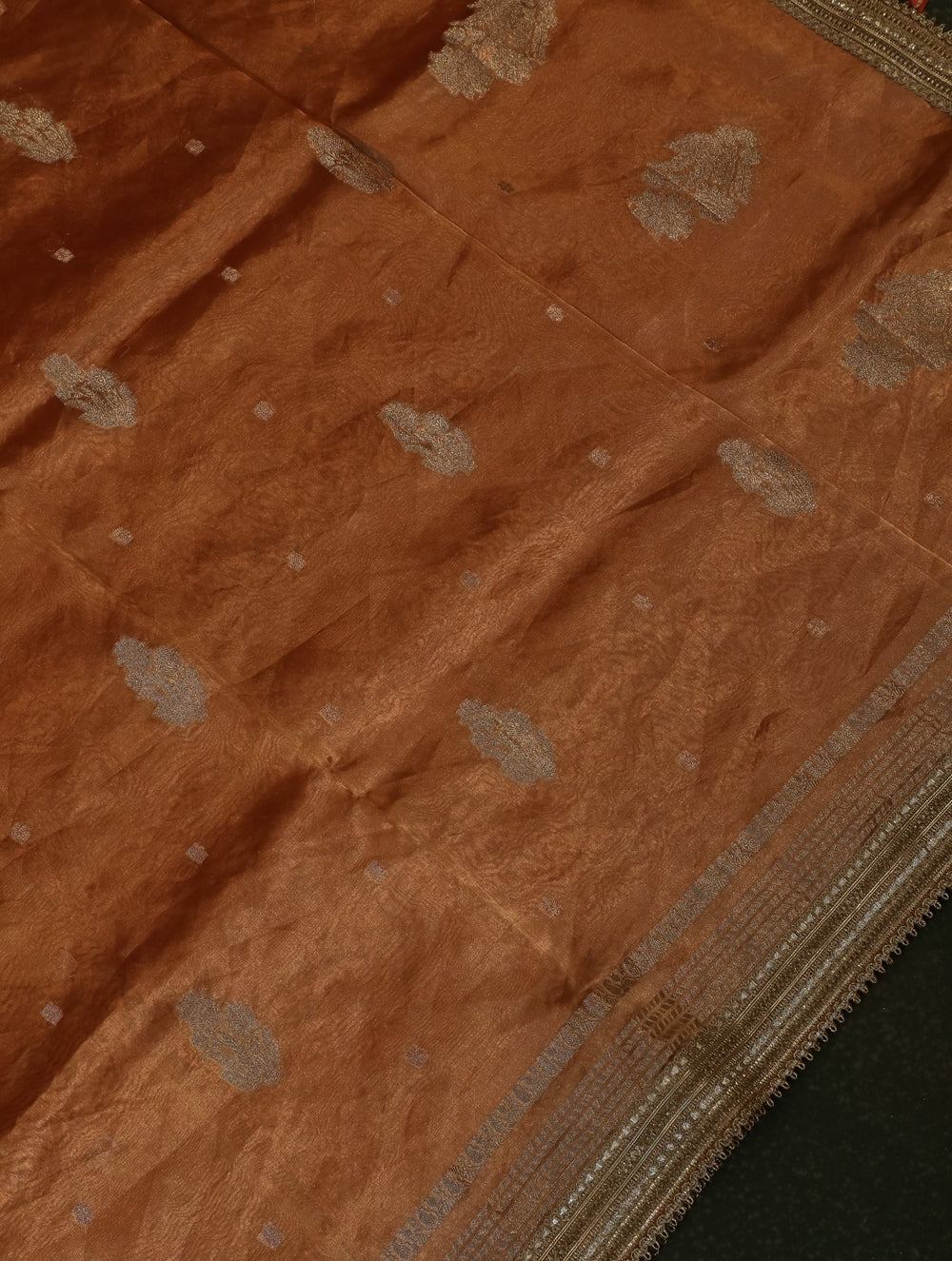 Handwoven Peach Banarasi Tissue Silk Saree