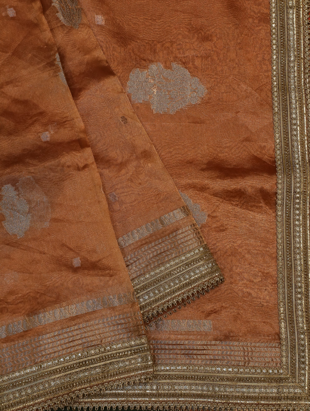 Handwoven Peach Banarasi Tissue Silk Saree