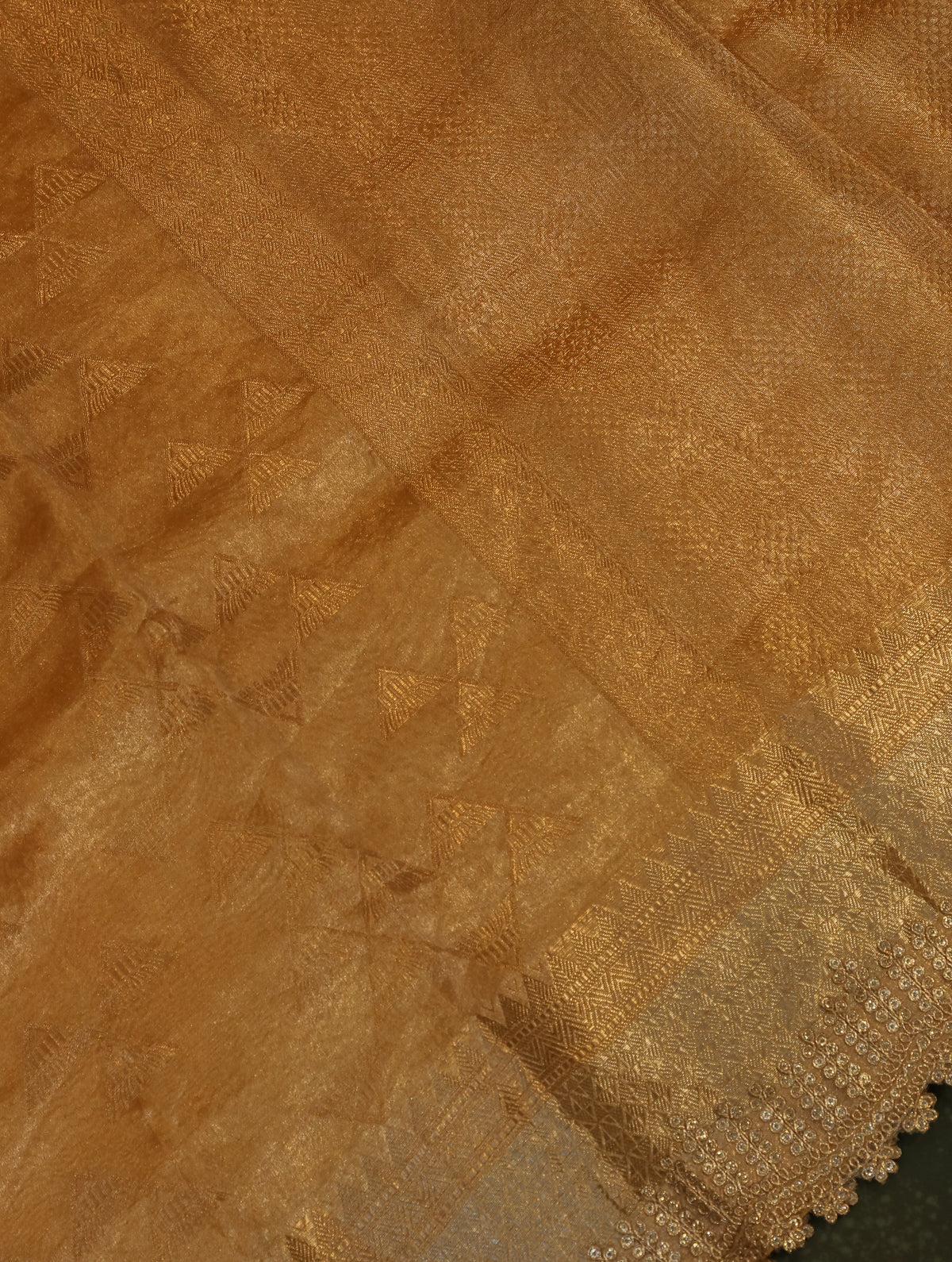 Handwoven Gold Banarasi Tissue Silk Saree