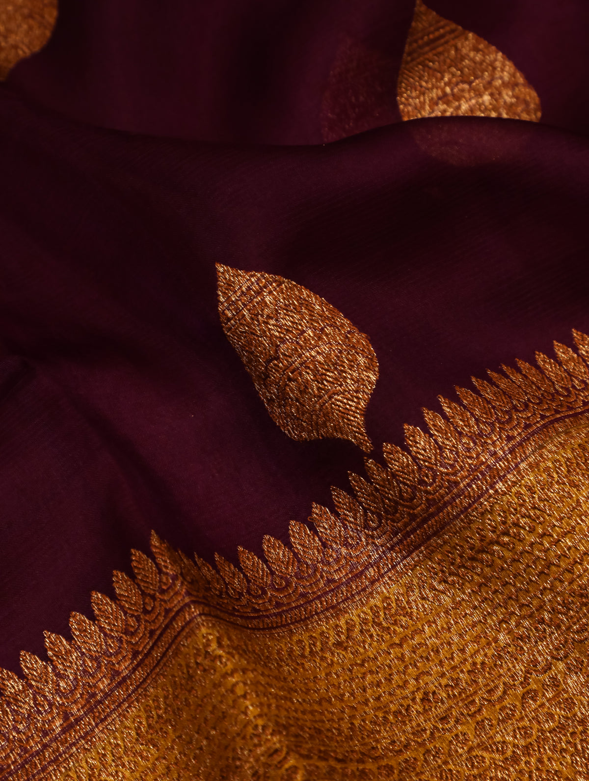 Handwoven Purple Banarasi Organza Silk Saree