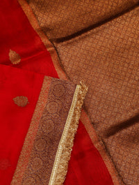 Handwoven Red Banarasi Organza Silk Saree