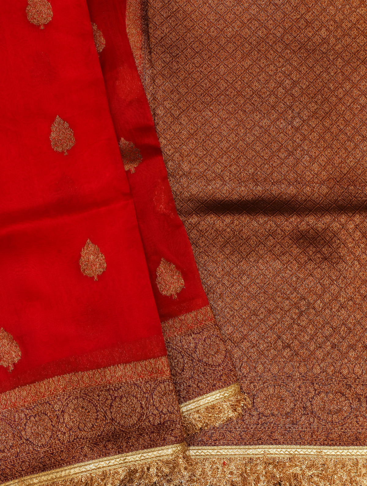 Handwoven Red Banarasi Organza Silk Saree