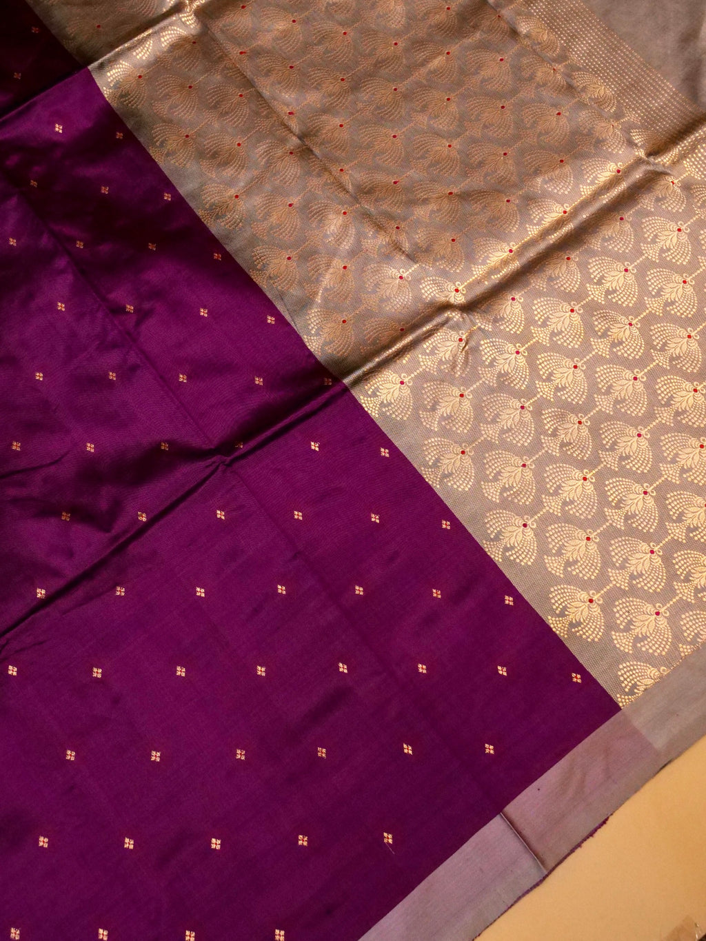 Handwoven Dark Purple Banarasi Katan Silk Saree