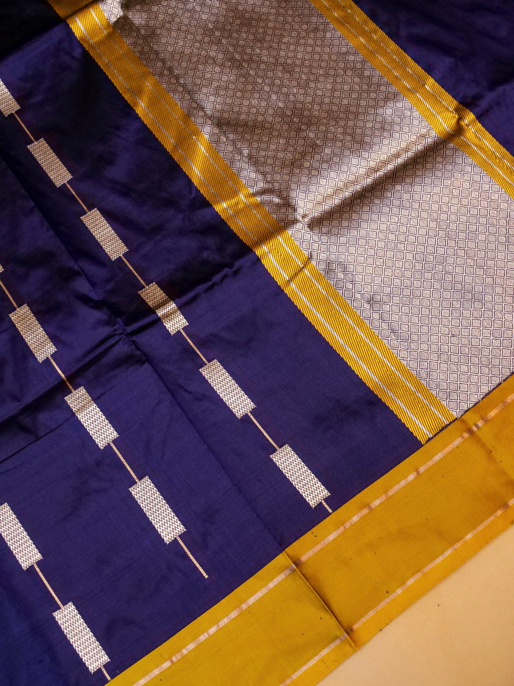 Handwoven Navy Blue Banarasi Katan Silk Saree