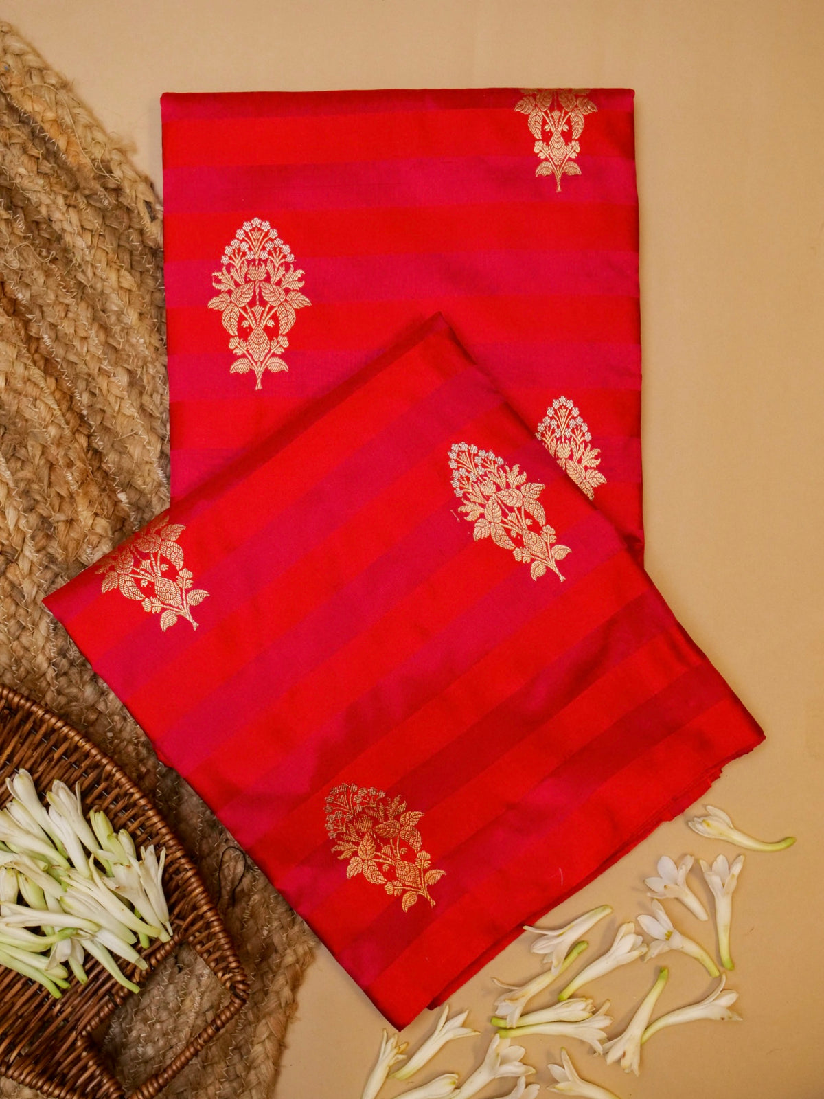 Handwoven Red Banarasi Katan Silk Saree