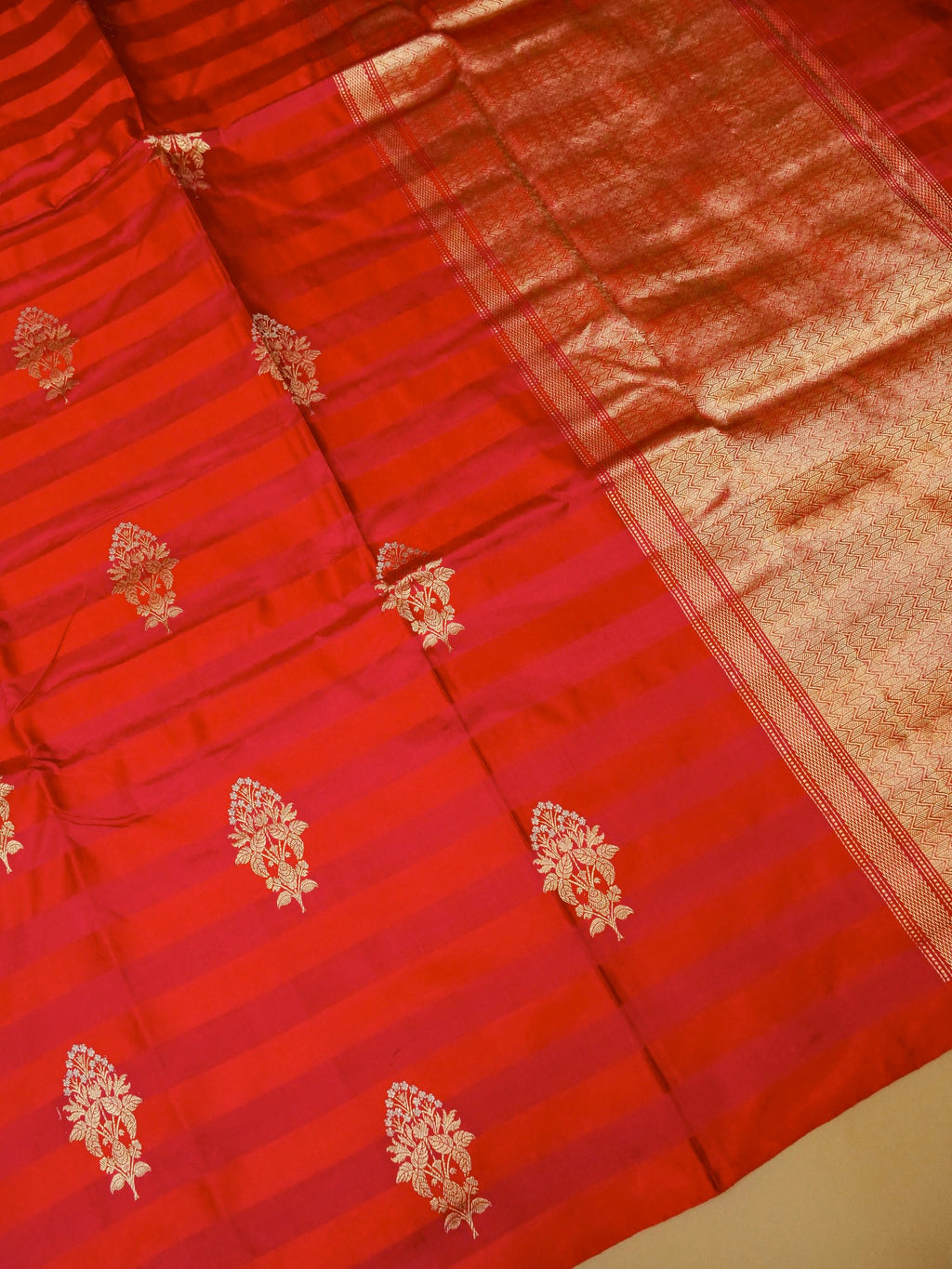 Handwoven Red Banarasi Katan Silk Saree