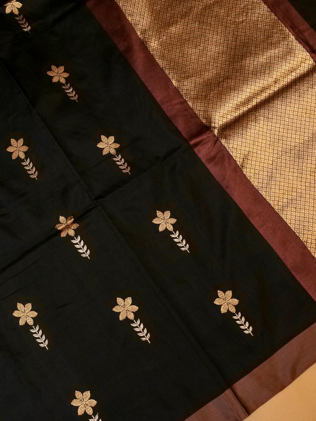 Handwoven Black Banarasi Katan Silk Saree