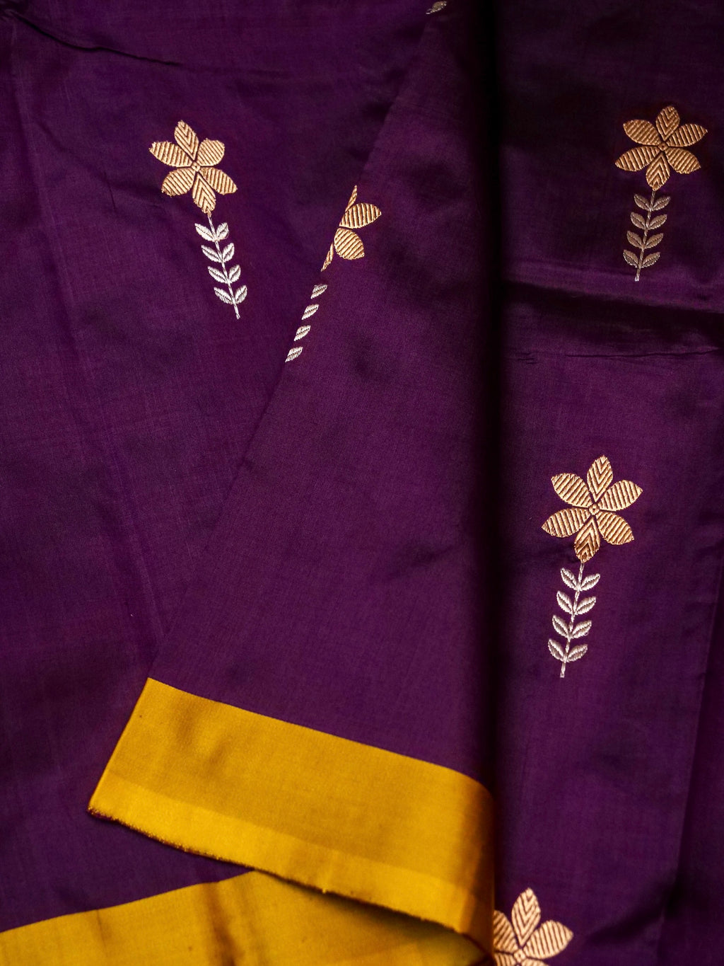 Handwoven Dark Purple Banarasi Katan Silk Saree