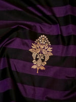 Handwoven Black & Purple Banarasi Katan Silk Saree