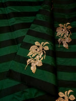 Handwoven Black & Green Banarasi Katan Silk Saree