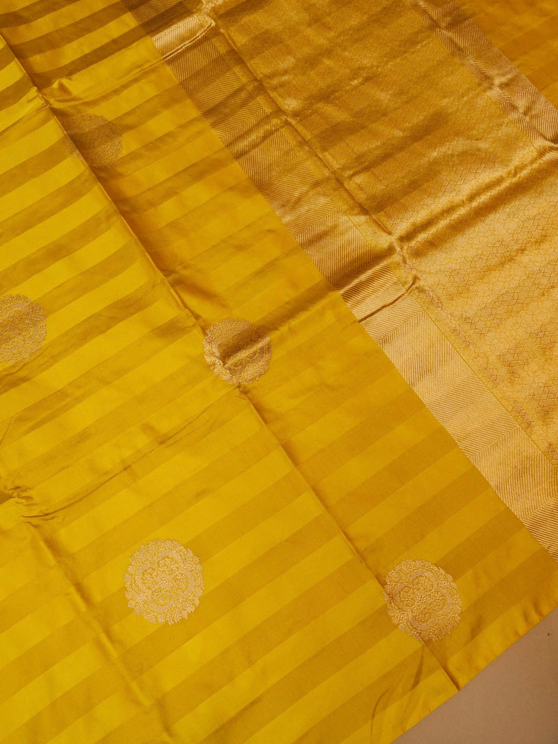 Handwoven Mustard Yellow Banarasi Katan Silk Saree