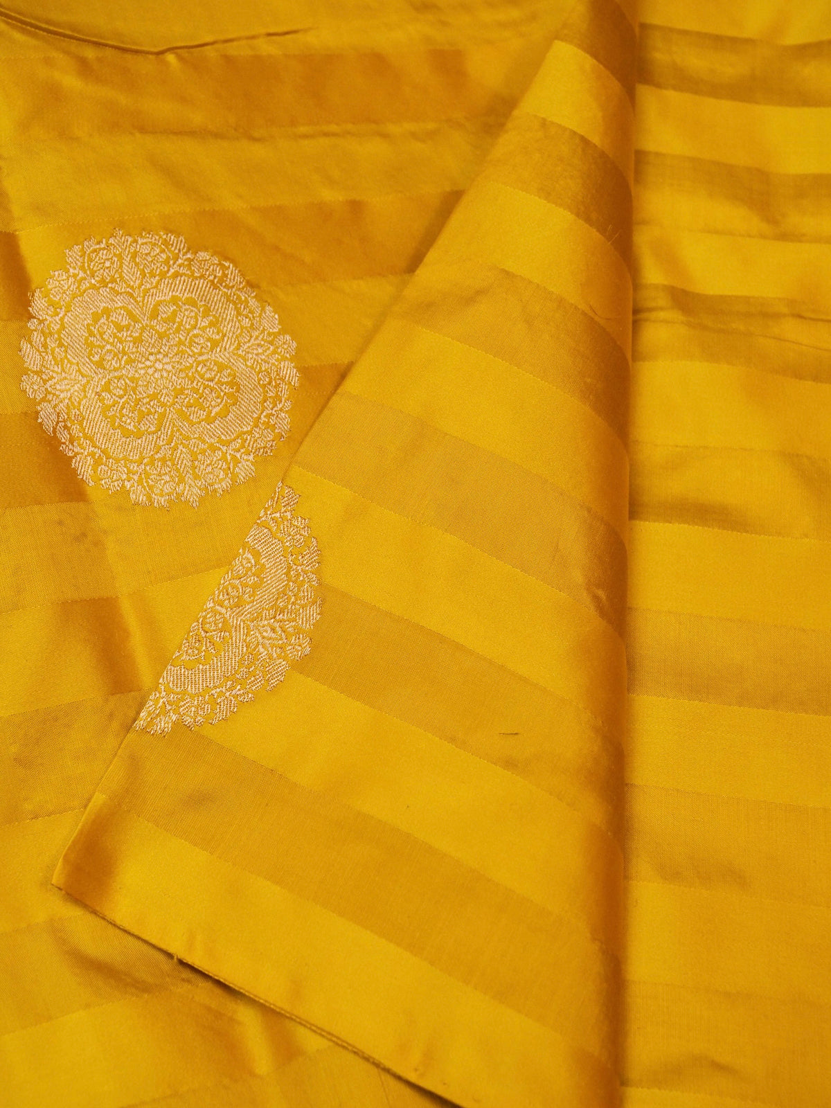 Handwoven Mustard Yellow Banarasi Katan Silk Saree