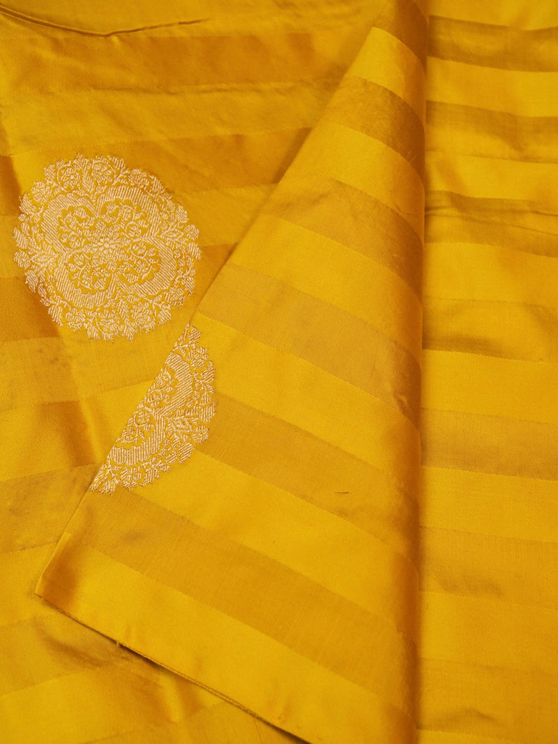 Handwoven Mustard Yellow Banarasi Katan Silk Saree