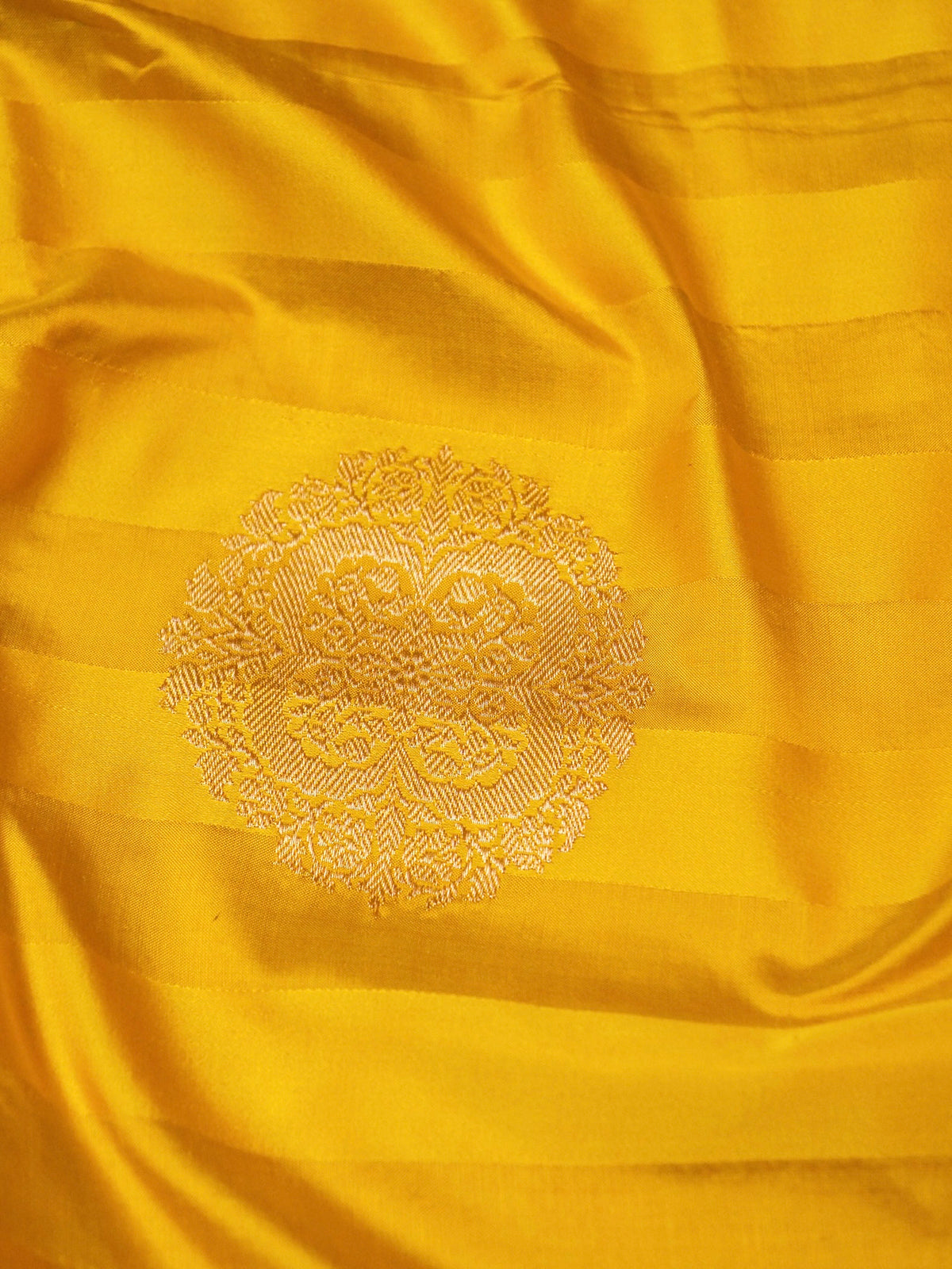 Handwoven Mustard Yellow Banarasi Katan Silk Saree