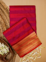 Handwoven Red & Purple Banarasi Katan Silk Saree