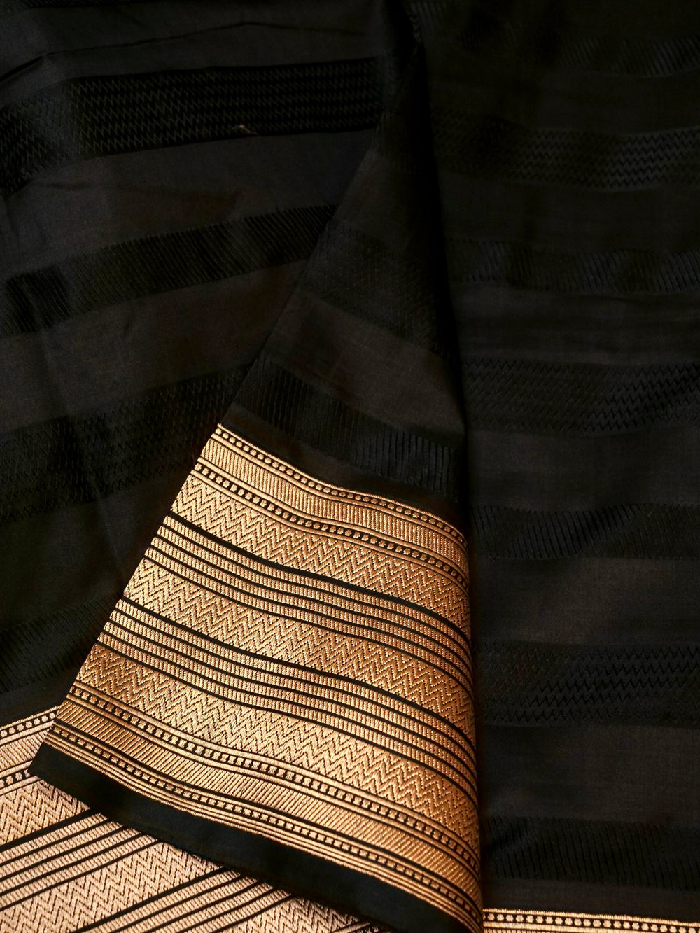 Handwoven Black Banarasi Katan Silk Saree