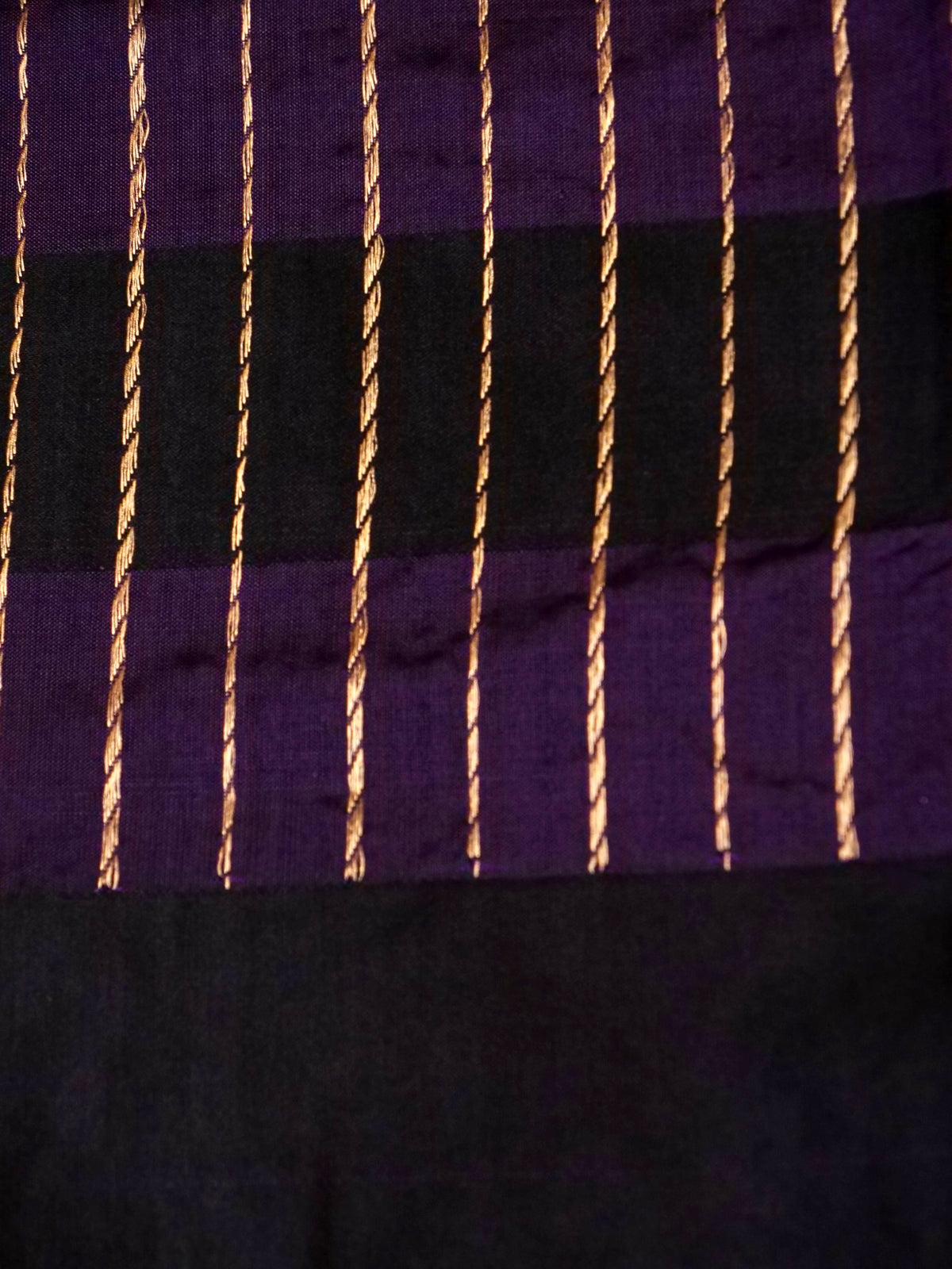 Handwoven Black & Purple Banarasi Katan Silk Saree