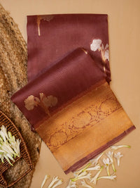 Handwoven Coffee Brown Banarasi Organza Silk Saree