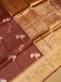 Handwoven Coffee Brown Banarasi Organza Silk Saree