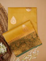 Handwoven Yellow Banarasi Organza Silk Saree