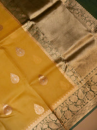 Handwoven Yellow Banarasi Organza Silk Saree